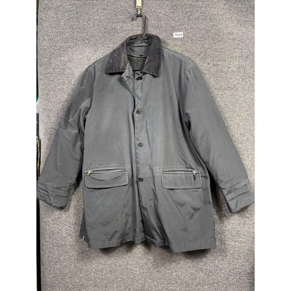 Talbots Coat Womens Petite Medium Black Barn Jacket Corduroy Collar Lined - Picture 1 of 6